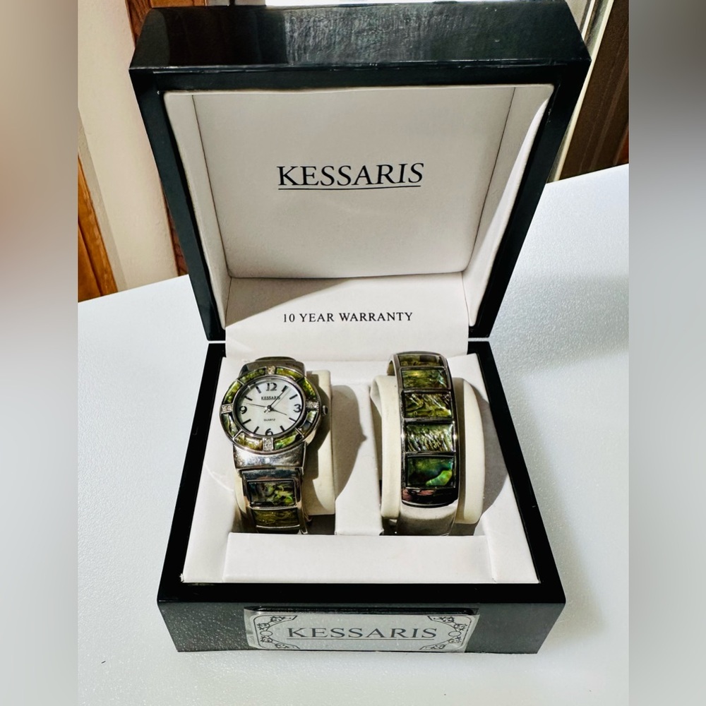 Kessaris Wrist Watch and Bangle Bracelet Set